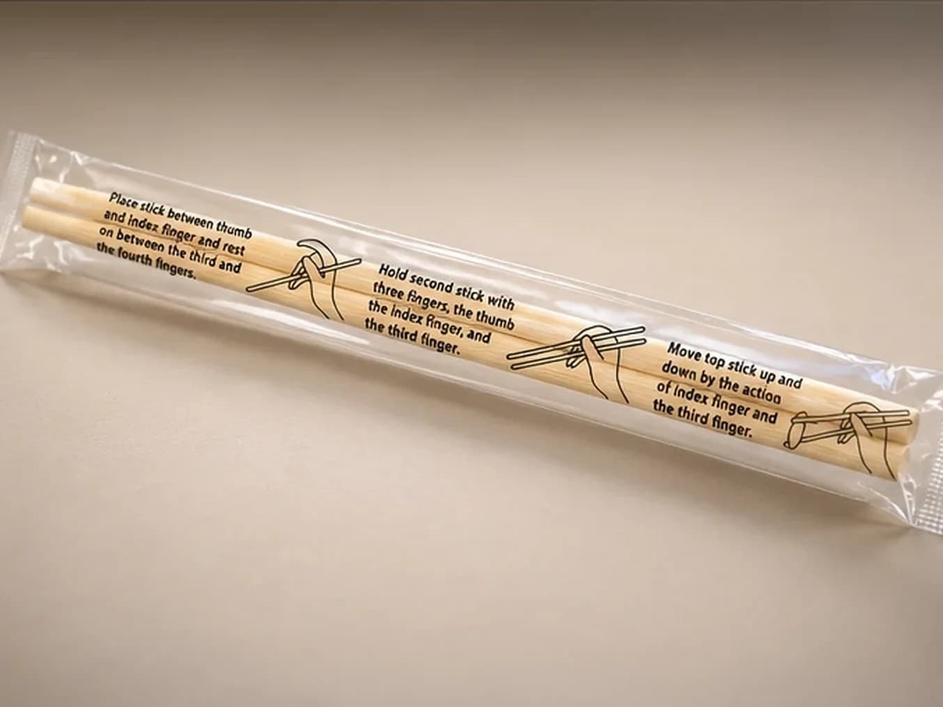 Bamboo chopsticks in a printed sleeve
